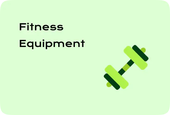 Fitness equipment including dumbbells and resistance bands for home and gym workouts.